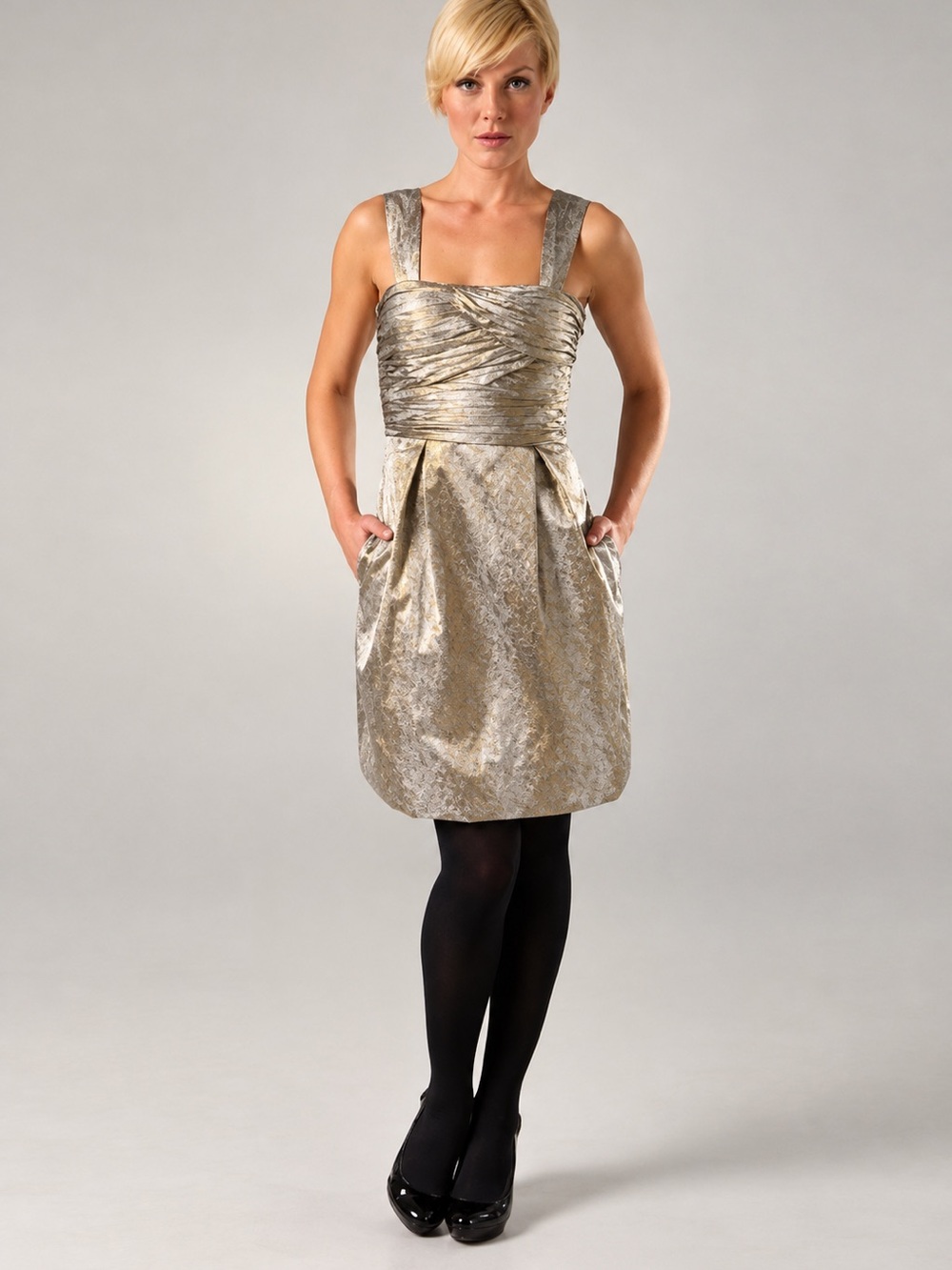 DVF Gold & Silver Metallic Snakeskin Dress Size 6